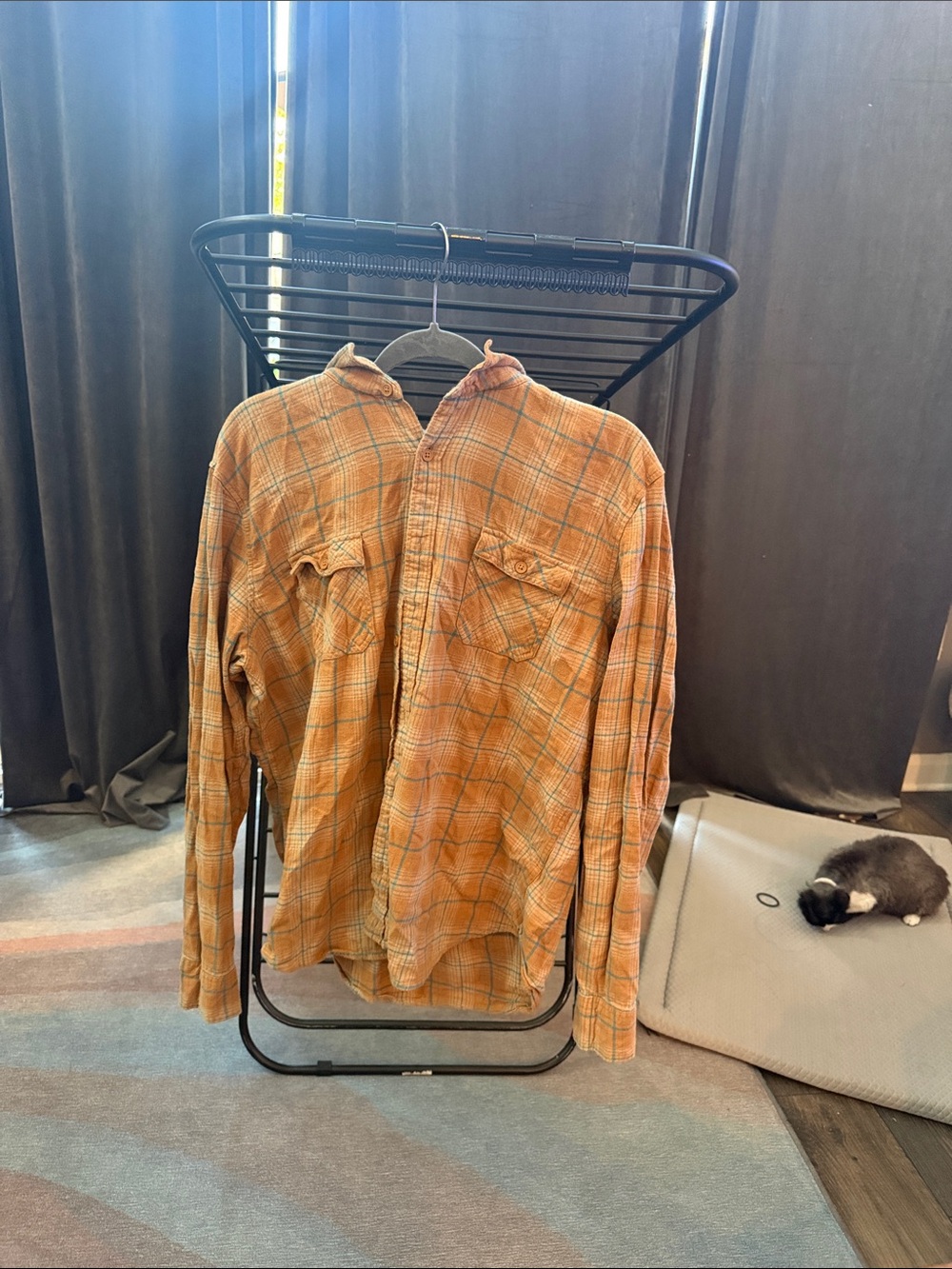 Public opinion yellow and gray button up hooded jacket Mens
